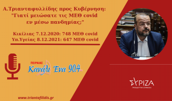 Α.Τριανταφυλλίδης προς Κυβέρνηση: “Γιατί μειώσατε τις ΜΕΘ covid  εν μέσω πανδημίας;”(Ηχητικό)
