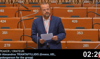 Α.Τριανταφυλλίδης στο Συμβούλιο της Ευρώπης: “Η Τουρκία απειλεί καθημερινά την εθνική κυριαρχία της Πατρίδας μου”. (Video)